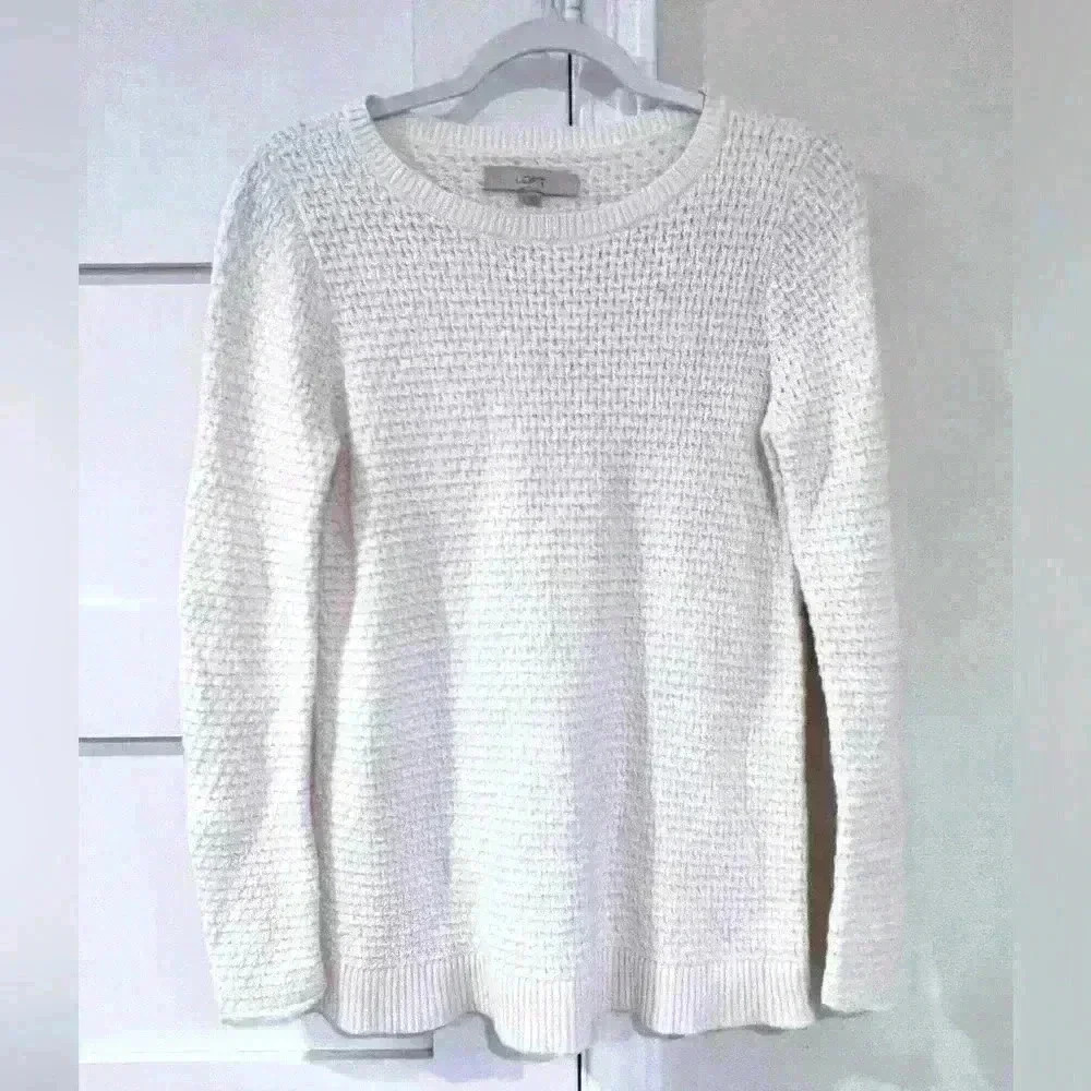 LOFT White Cotton Sweater- Size Small- Excellent Condition